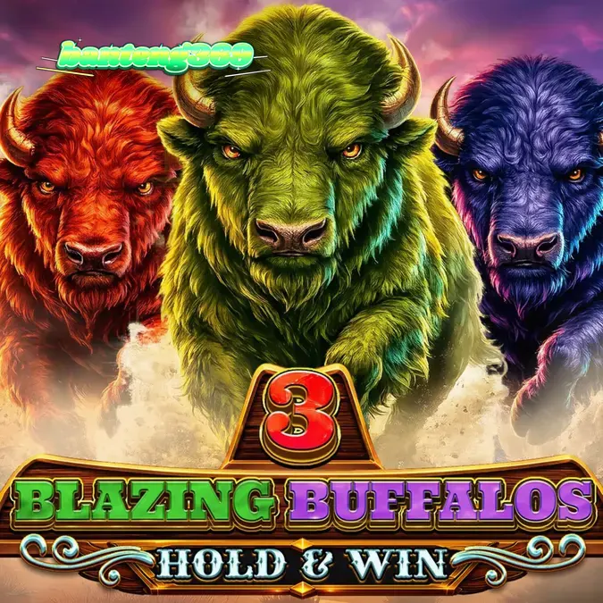 Tampilan visual slot 3 Blazing Buffalos dengan tema gurun neon